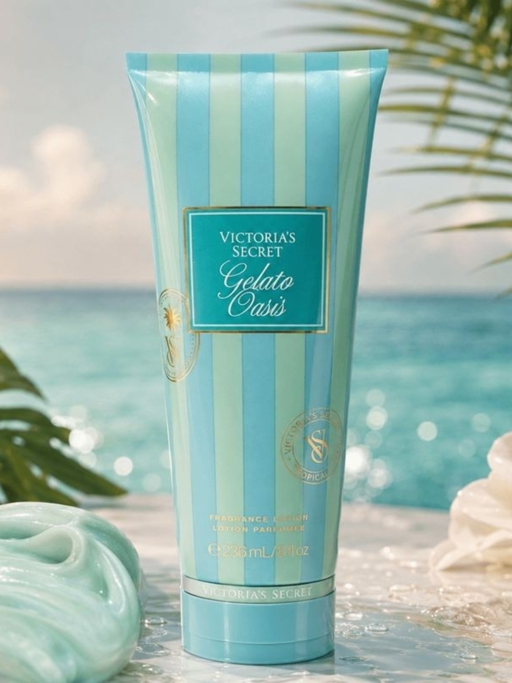 Victoria's Secret Gelato Oasis Fragrance Lotion - Aqua & Mint Stripes
